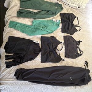 Gymshark Black and Green Sports Bras